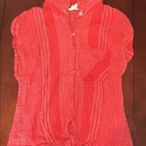 Red Button Up Summer Tee